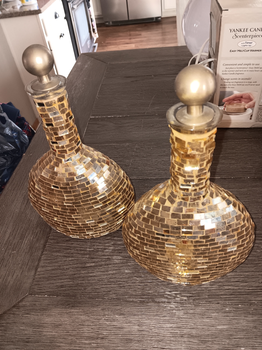 Gold Mosaic Decorative Bottle Vases - Elegant Home Accent